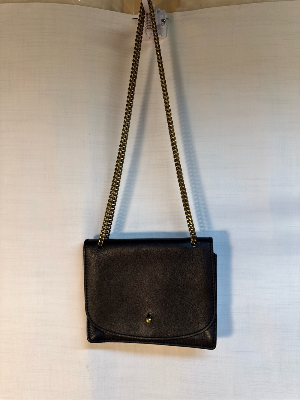 Madewell Leather Crossbody Purse Small Black Chain Strap Minimalist Bag 6x5”